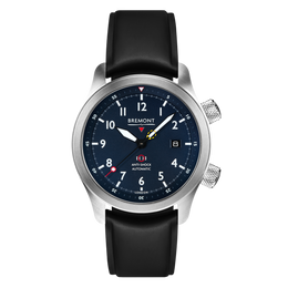 Bremont Watch MBII Custom Stainless Steel Blue Dial with Orange Barrel & Closed Case Back