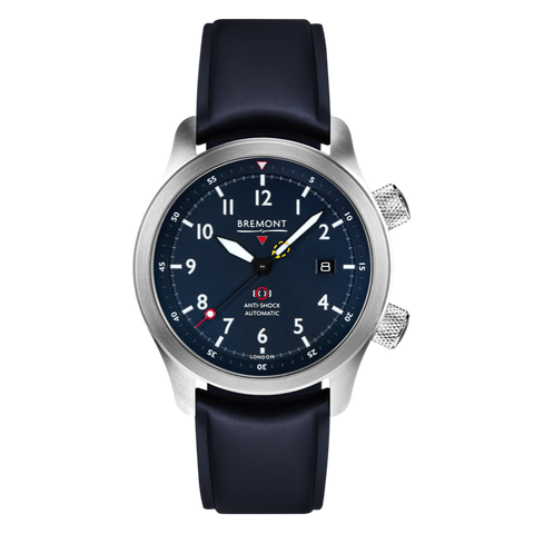 Bremont Watch MBII Custom Stainless Steel Blue Dial with Green Barrel & Open Case Back