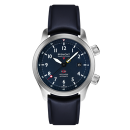 Bremont Watch MBII Custom Stainless Steel Blue Dial with Jet Barrel & Open Case Back