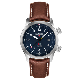 Bremont Watch MBII Custom Stainless Steel Blue Dial with Jet Barrel & Open Case Back