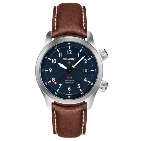 Bremont Watch MBII Custom Stainless Steel Blue Dial with Jet Barrel & Open Case Back