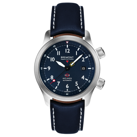 Bremont Watch MBII Custom Stainless Steel Blue Dial with Titanium Barrel & Open Case Back