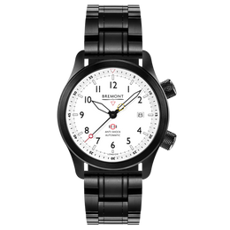 Bremont Watch MBII Custom DLC White Dial with Orange Barrel & Open Case Back