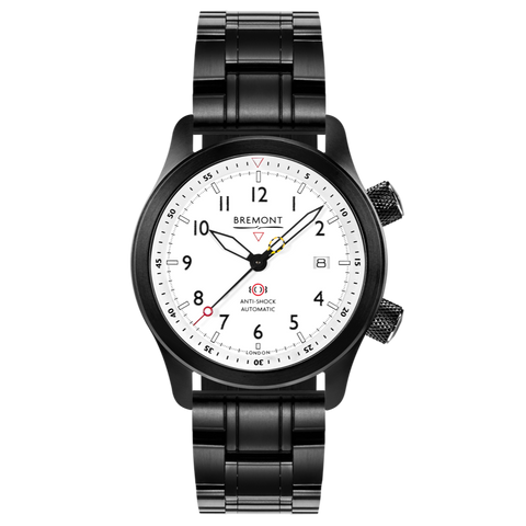 Bremont Watch MBII Custom DLC White Dial with Orange Barrel & Open Case Back