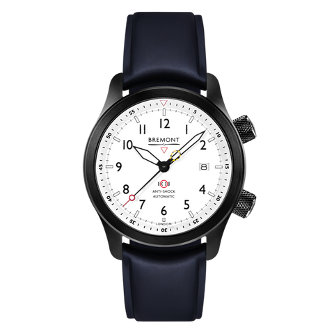 Bremont Watch MBII Custom DLC White Dial with Jet Barrel & Closed Case Back