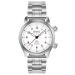 Bremont Watch MBII Custom Stainless Steel White Dial with Jet Barrel & Open Case Back
