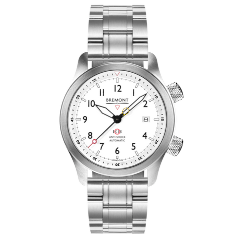 Bremont Watch MBII Custom Stainless Steel White Dial with Jet Barrel & Open Case Back