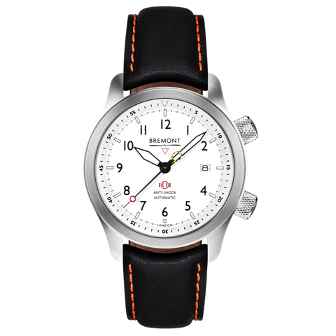 Bremont Watch MBII Custom Stainless Steel White Dial with Titanium Barrel & Closed Case Back