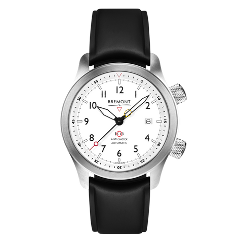 Bremont Watch MBII Custom Stainless Steel White Dial with Anthracite Barrel & closed Case Back
