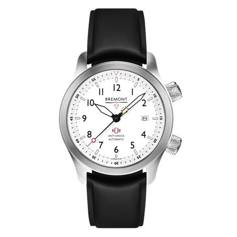 Bremont Watch MBII Custom Stainless Steel White Dial with Titanium Barrel & Closed Case Back