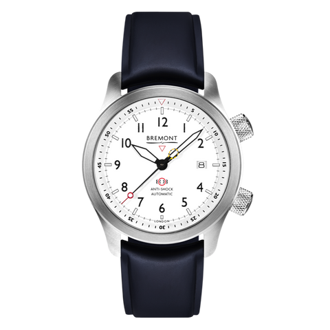 Bremont Watch MBII Custom Stainless Steel White Dial with Anthracite Barrel & closed Case Back