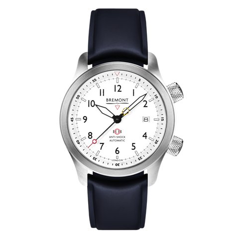 Bremont Watch MBII Custom Stainless Steel White Dial with Yellow Barrel & Closed Case Back