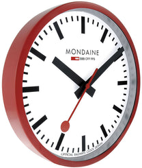 Mondaine Wall Clock Red Frame 25cm A990.CLOCK.11SBC