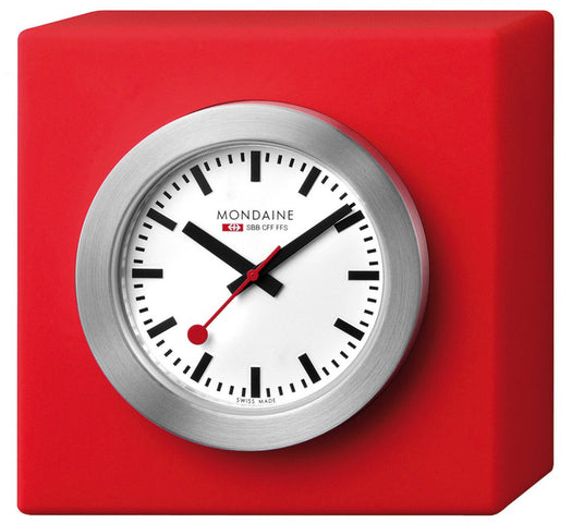 Mondaine Square Desk Clock Magnet Red 5cm A660.30318.84SBC