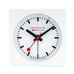 Mondaine Alarm Cube Clock White 7cm A996.ALIG.10SBB