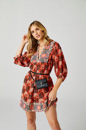 Wolf Mimi Collection Leather Red Crossbody Bag with Wristlet