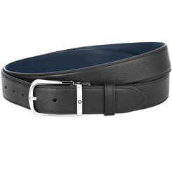 Montblanc Belt Pin Buckle 35mm Reversible Leather Black Blue 128772.