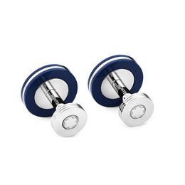 Montblanc Cufflinks Stainless Steel Blue Resin Star, 123812