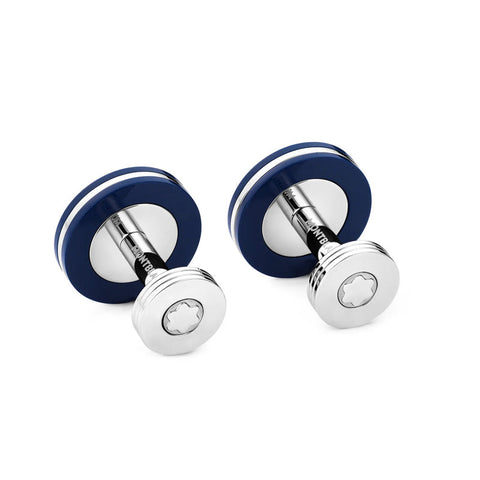 Montblanc Cufflinks Stainless Steel Blue Resin Star, 123812