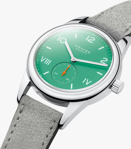 Nomos Glashutte Club Campus Electric Green Steel Back Watch