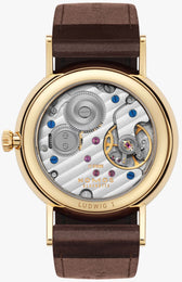 Nomos Glashutte Ludwig 33 Gold Sapphire Crystal Watch