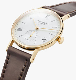 Nomos Glashutte Ludwig 33 Gold Sapphire Crystal Watch
