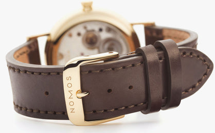 Nomos Glashutte Ludwig 33 Gold Sapphire Crystal Watch
