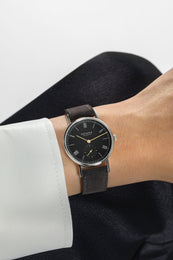 Nomos Glashutte Ludwig 33 Noir Steel Back Watch