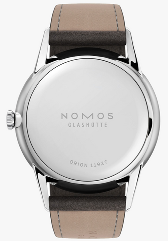 Nomos Glashutte Orion 38 Silver Steel Back Watch