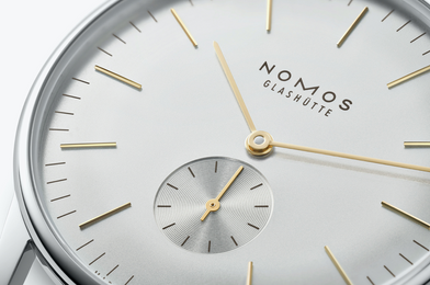 Nomos Glashutte Orion 38 Silver Sapphire Glass Watch
