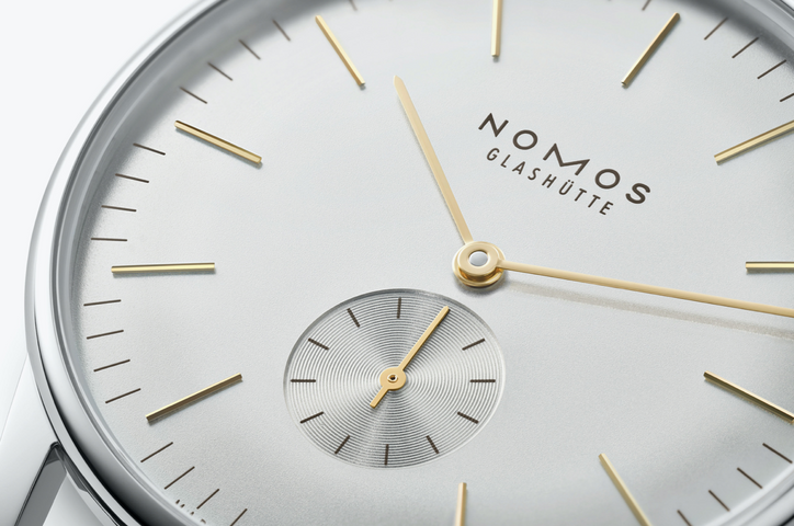Nomos Glashutte Orion 38 Silver Sapphire Glass Watch