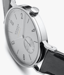 Nomos Glashutte Tangente Neomatik 39 Platinum Grey Steel Back Watch