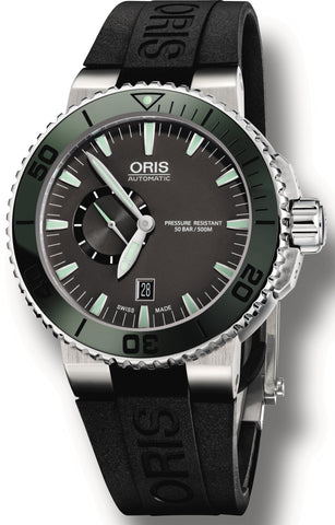 Oris Watch Aquis Date Small Second Dark Green Rubber 01 743 7673 4157-07 4 26 34EB