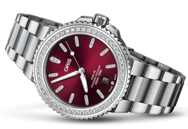 Oris Watch Aquis Date Diamond Red Bracelet