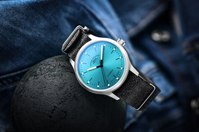 Muhle Glashutte Panova Turquoise Bue Leather Watch