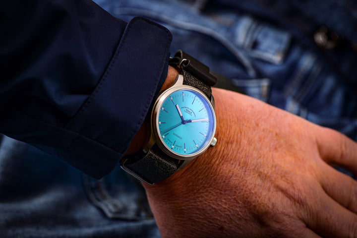 Muhle Glashutte Panova Turquoise Bue Leather Watch