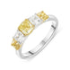 Platinum 1.07ct Yellow Diamond Cushion Cut Half Eternity Ring, PJW-365. 