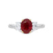 Platinum 1.75ct Ruby Diamond Oval Cut Trilogy Ring, PJW-366.