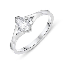 Platinum and Diamond Marquise Cut Trilogy Ring, R631.