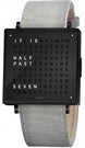 QLOCKTWO Watch W39 Black Steel Light Grey Suede QW39EN6BLLVLG
