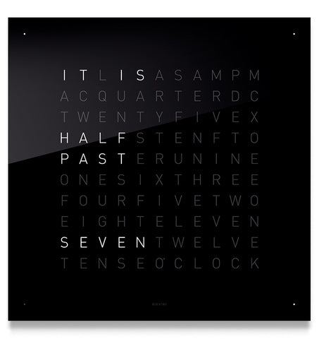 QLOCKTWO Classic Black Ice Tea Wall Clock 45cm FCENBI