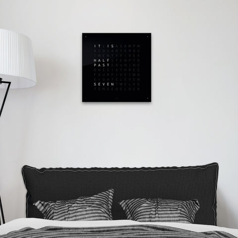 QLOCKTWO Classic Black Ice Tea Wall Clock 45cm D