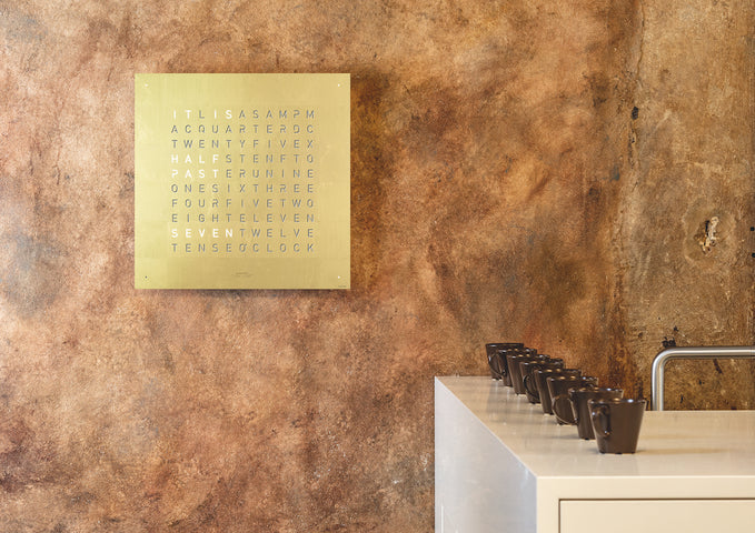 QLOCKTWO Earth 45 Creators Edition Gold Wall Clock Watch