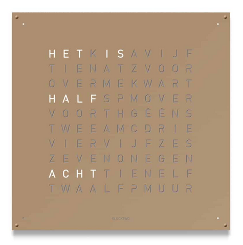 QLOCKTWO Large Hazelnut Wall Clock 90cm LG4ENHAPC