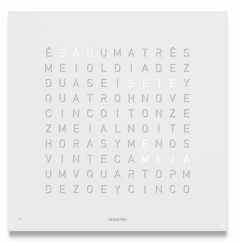 QLOCKTWO Large White Pepper Wall Clock 90cm LG4ENWHPC