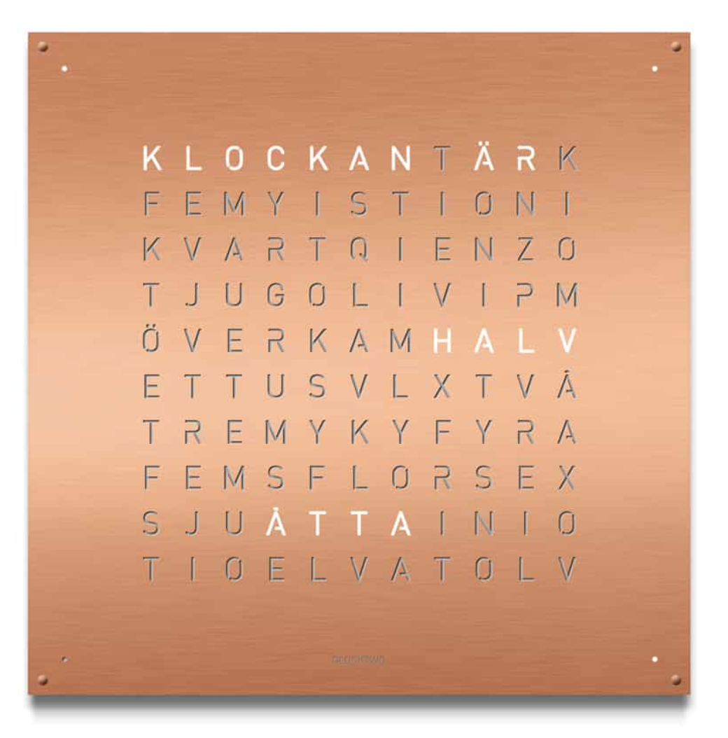 QLOCKTWO Large Copper Wall Clock 90cm Supplier Model Number. LGENBRCO