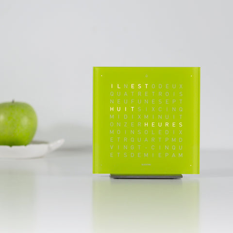 QLOCKTWO Earth 13.5 Lime Juice Table Clock Aluminium