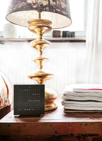 QLOCKTWO Earth 13.5 Deep Black Table Clock Watch