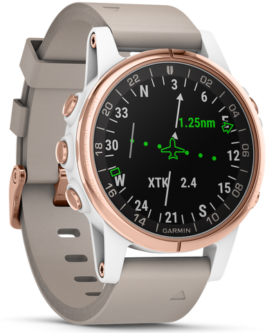 Garmin Watch D2 Delta S Aviator Watch Beige Leather Band