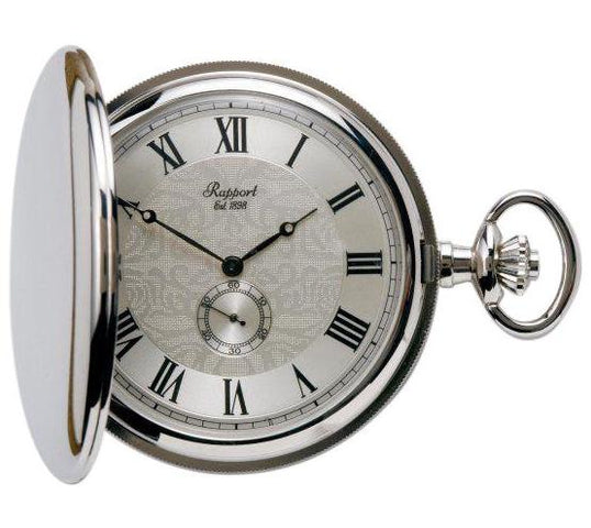 Rapport Pocket Watch Full Hunter Silver Tone PW85